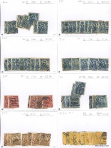 U.S. #304, 305, 303, 381 SET OF USED STAMPS/MIXED CONDITION