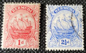 Bermuda, 1910-24, short set of 2, Caravel Seal, #42 & 44, SCV$20.75