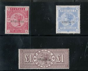 Great Britain #108s - #110s (SG #180s #183s #185s) Mint Fine - VF Specimen OVPTs