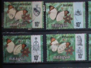 ​MALAYSIA-1971-VERY OLD LOVELY BUTTERFRIES USED 12 STAMPS-#M49 -VERY FINE