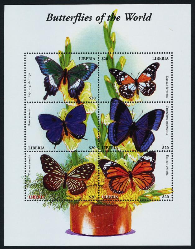 Liberia MNH Butterflies of the world, Flowers