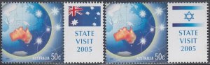 AUSTRALIA # AUS006 CPL SET of 2 ISRAEL STATE VISIT w/AUSTRALIA & ISRAEL FLAGS