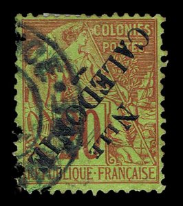 REFERENCE FRANCE NEW CALEDONIA SCOTT #26a USED PF CERT READ YELLOW LISTING