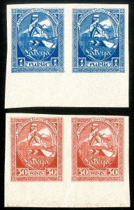 Latvia Stamps # 70a+71a MNH XF Imperf Pairs Scott Value $115.00