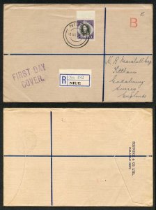 Cook Islands SG127 1938 1/- Black and Violet on FDC to England