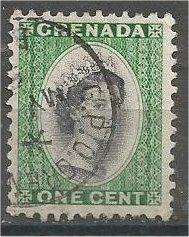 GRENADA, 1953, used 1c, Elizabeth II, Scott 172