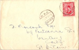 Egypt 10m King Fuad Army Post 1936 M.P.O. Cairo to Cardiff, Wales.