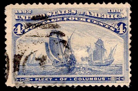 US Stamp #233 4c Columbian USED SCV $8.00