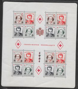 MONACO SGMS458 1951 RED CROSS M/S MNH (p)