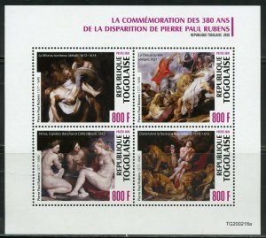 TOGO 2020  380th MEMORIAL ANNIVERSARY OF PETER PAUL RUBENS SHEET MINT NH