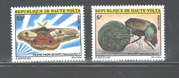 HAUTE VOLTA (UPPER VOLTA) 1981  INSECTS #554 - 559  MNH