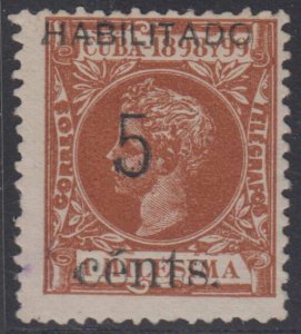 CUBA 1898-99 PUERTO PRINCIPE Bogus 5 Cents on 1 Milesima UNUSED