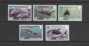 WHALES - ISLE OF MAN #776-80 SHARKS MNH