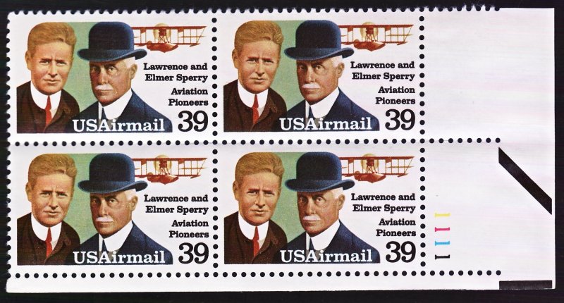 US Scott # C114 MNH Block of Four Lawrence & Elmer Sperry
