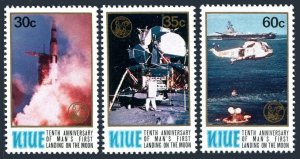 Niue 255-257, 257a sheet, MNH. Mi 260-262, Bl.22. Landing on the Moon-10, 1979.