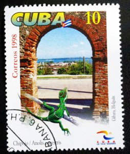 CUBA Sc# 3955   WORLD TOURISM DAY beaches reptile 10c   1998 used cto