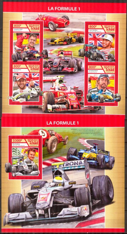 Chad 2017 Sport Racing Cars Formula 1 sheet + S/S MNH