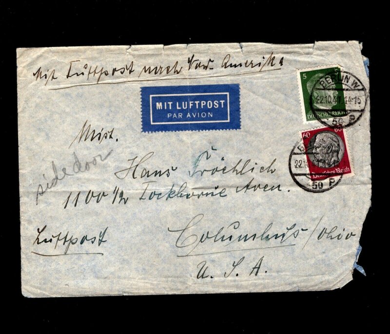Germany Censor Judaica Israel Middle Name Berlin Oct 22 1941 Cover 4c