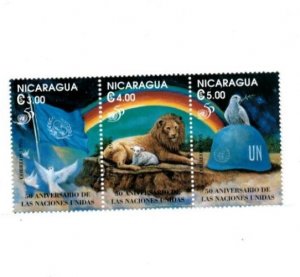 Nicaragua 1995 - Rainbow/Animal/bird - Sheet of 3 stamps - Scott #2114 - MNH