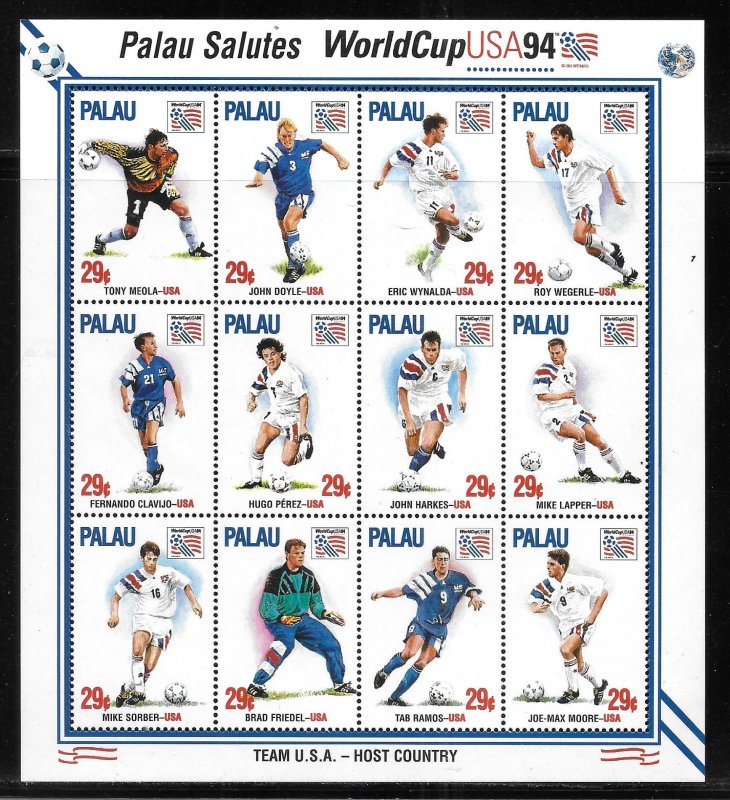 Palau 346-348 1994 World Cup Unused Hinged c.v $23 30% c.v.