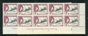 British Virgin Is 1956 QEII ½c De La Rue imprint blocks MNH. SG 149, 149a.