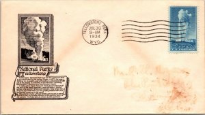 FDC 1934 SC #744 Anderson Cachet - Yellowstone Park, Wyo - Single - F60561