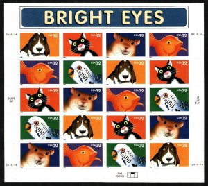 USA-Sc#3230-4- id12-unused NH sheet-Pets-Bright Eyes-1998-