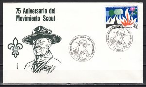 Spain, Scott cat. 2339. 75th Anniv. of Scouting. First day cover. ^
