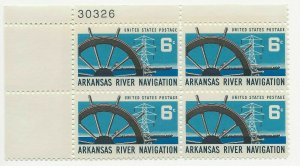 U.S. SCOTT 1358 MNHOG 6 Cents PLATE BLOCK  - 1968 - ARKANSAS RIVER