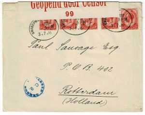 South West Africa 1916 Swakopmund cancel on cover to the Netherlands, censored