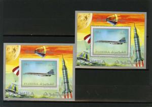 FUJEIRA 1971 SPACE/AVIATION SET OF 2 S/S PERF. & IMPERF. MNH