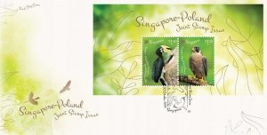 Singapore FDC 2019 Souvenir Sheet Stamps Birds Joint Issue with Poland