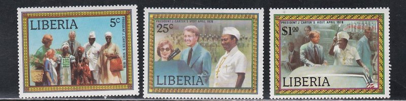 Liberia # 817-819, U.S. President Jimmy Carter's Visit,, Mint LH, 1/3 Cat.