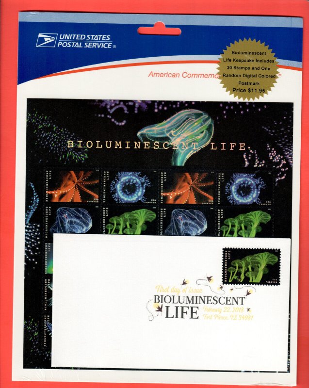 Bioluminescent Life (SEALED) sheet (20 stamps) MNH 2018 & FDC COVER)