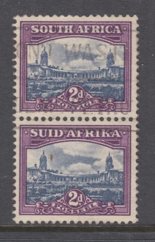 South Africa Sc 56 used. 1950 2p purple & slate blue Pretoria bi-lingual pair