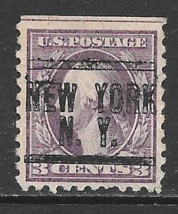 USA 464: 3c Washington, New York precancel, used, SE