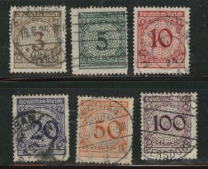 Germany Scott 323-328 Used 1923  stamp set