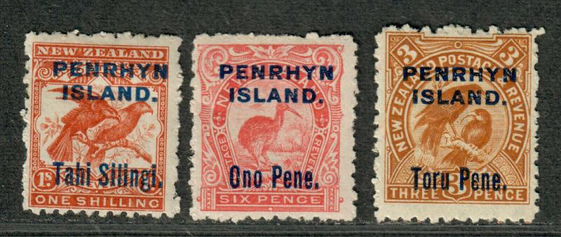 Penrhyn Island Sc#10-12 M/H/F-VF, Complete Set, Cv. $96.50