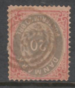 Denmark 1873 Sc 31b 20 ore Inverted Frame Used