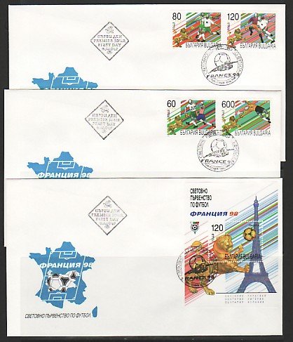 Bulgaria, Scott cat. 4038-4042. World Cup Soccer set & s/sht. 3 First day cover.