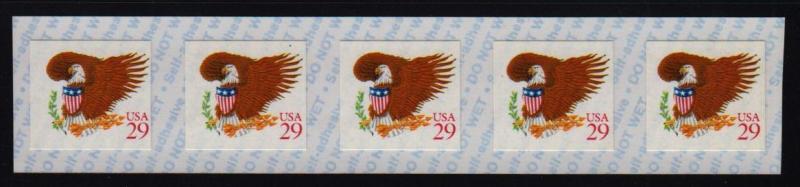 1992 Sc 2597 Red 29c COIL STRIP of 5 MNH