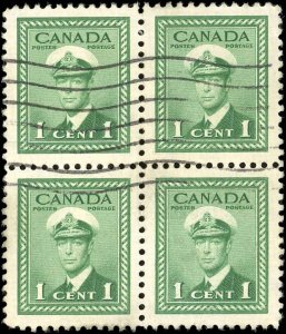 Canada Scott #249 VF+ Used -  Block of 4 - 1942 3¢ George VI War Issue - Nice!