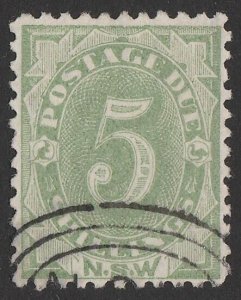 NEW SOUTH WALES 1891 Postage Due 5/- green, Rare perf 11.