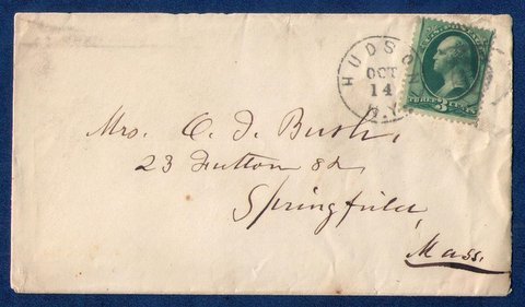 US Sc 158 Postal History Cover Hudson New York Cancel (1873):