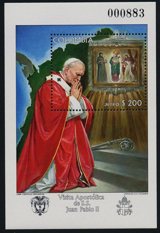 Colombia C764 MNH Pope John Paul II, Madonna of Bogota