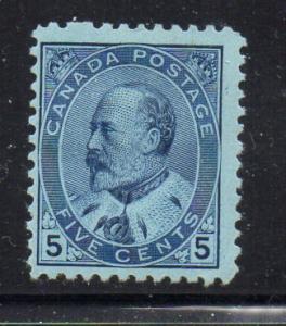 Canada Sc 91 1903 5c blue Edward VII stamp mint