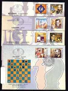 Yugoslavia, Scott cat. 2288 a-h. Chess issue. 4 First day covers.