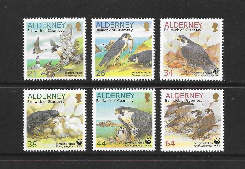 BIRDS - ALDERNEY #142-7 WWF MNH