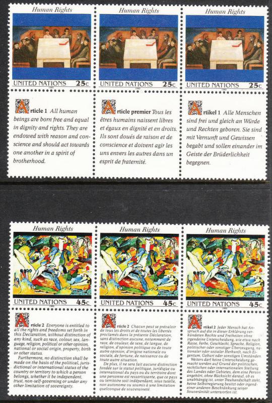 570-71 United Nations 1989 Human Rights Strip MNH