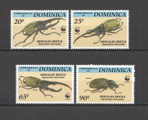 B0172 1994 Dominica Wwf Hercules Beetles Fauna Insects #1804-1807 1Set Mnh